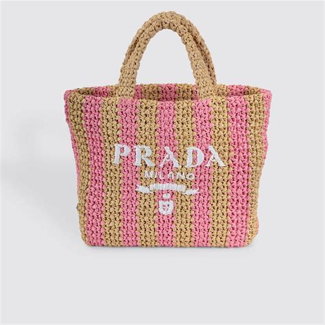 prada raffia stripe tote|prada raffia tote small.